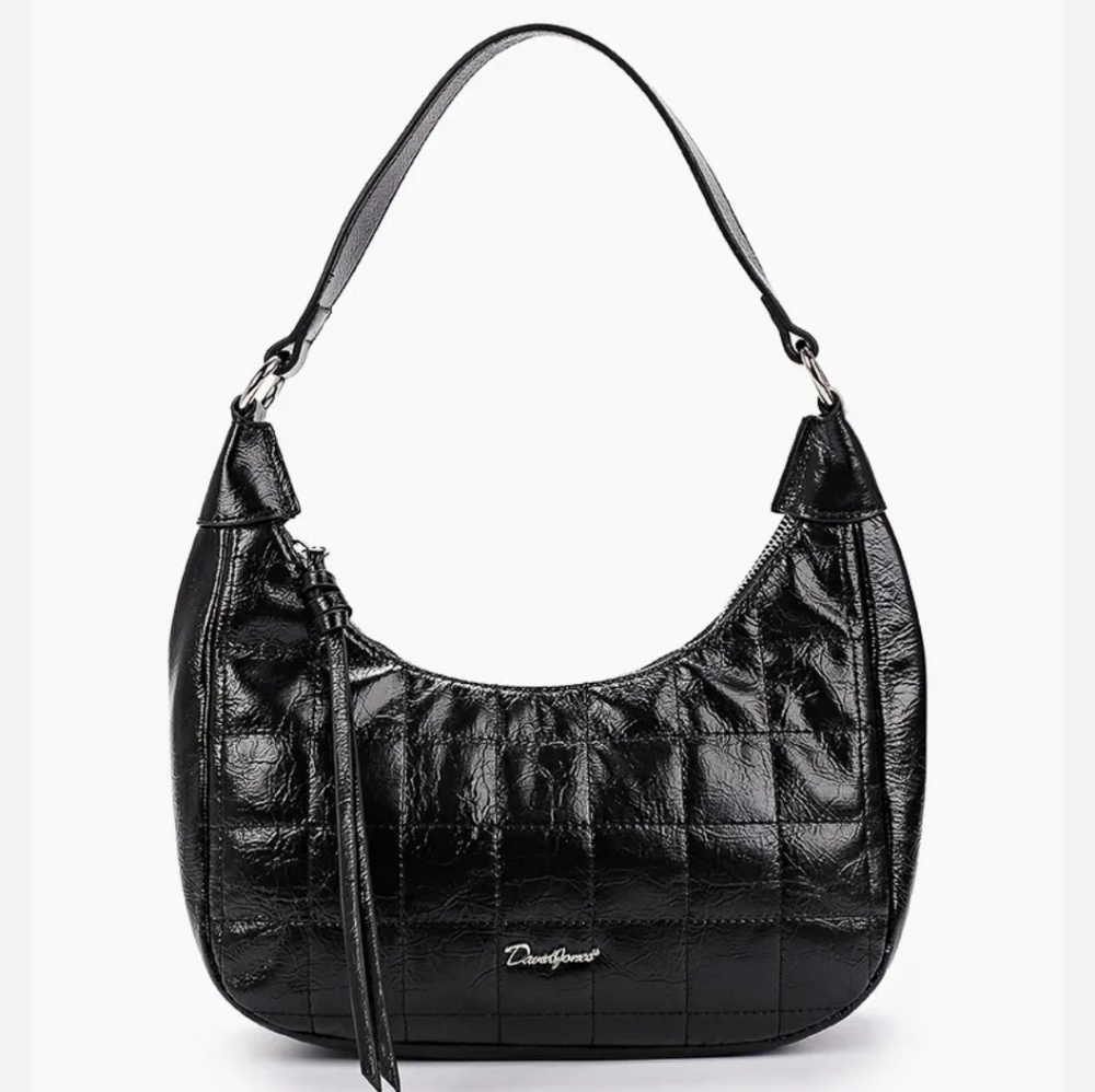 Like New, David Jones Black Quilted Shoulder Bag.